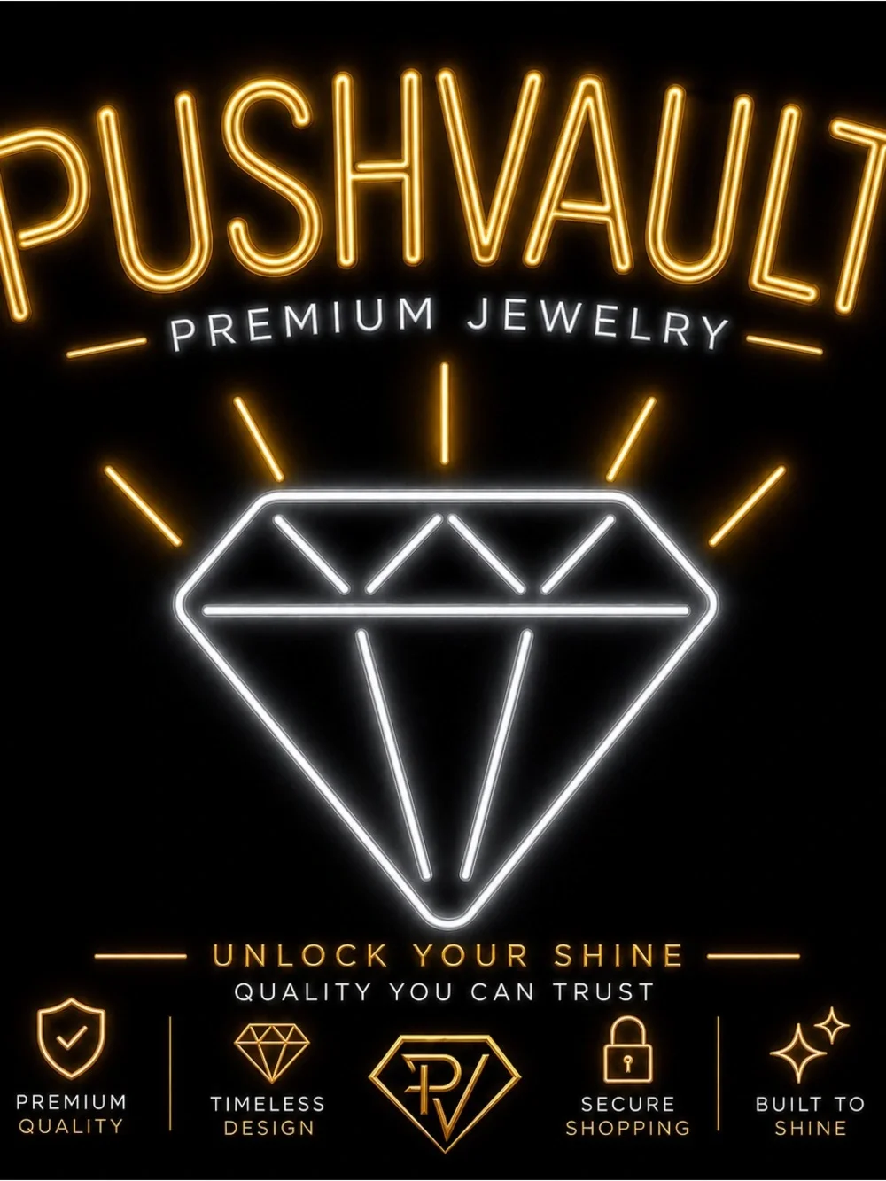 Premium Jewelry Diamond Logo Pendant in White and Gold